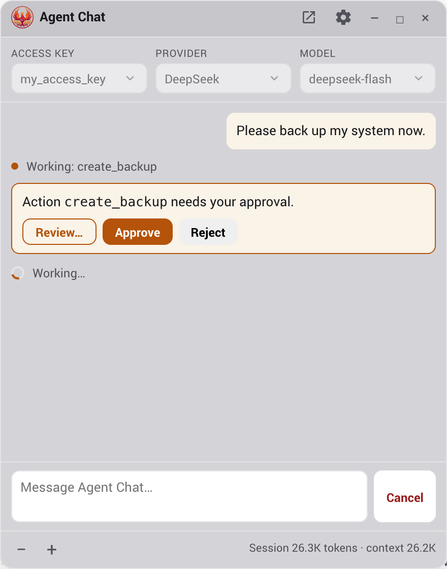 Agent Chat lets you approve actions inside the chat window