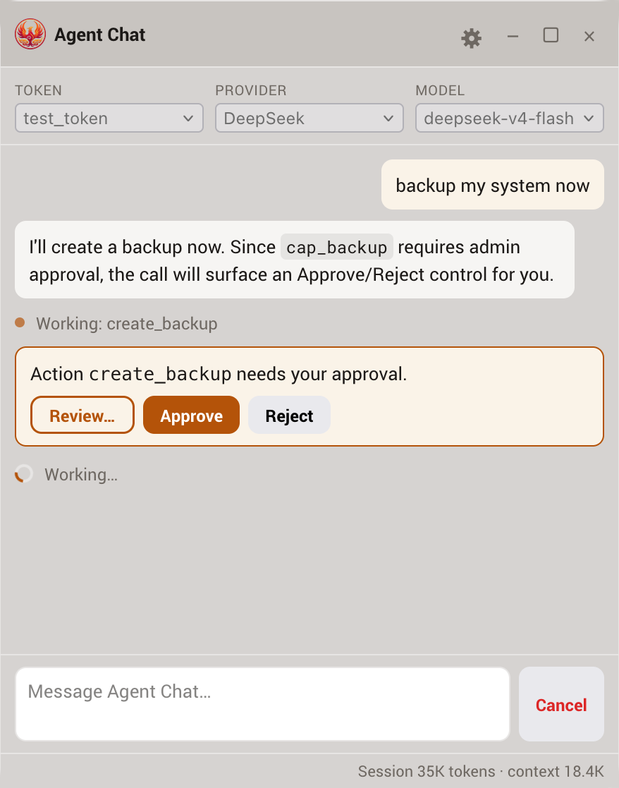 Agent Chat lets you approve actions inside the chat window